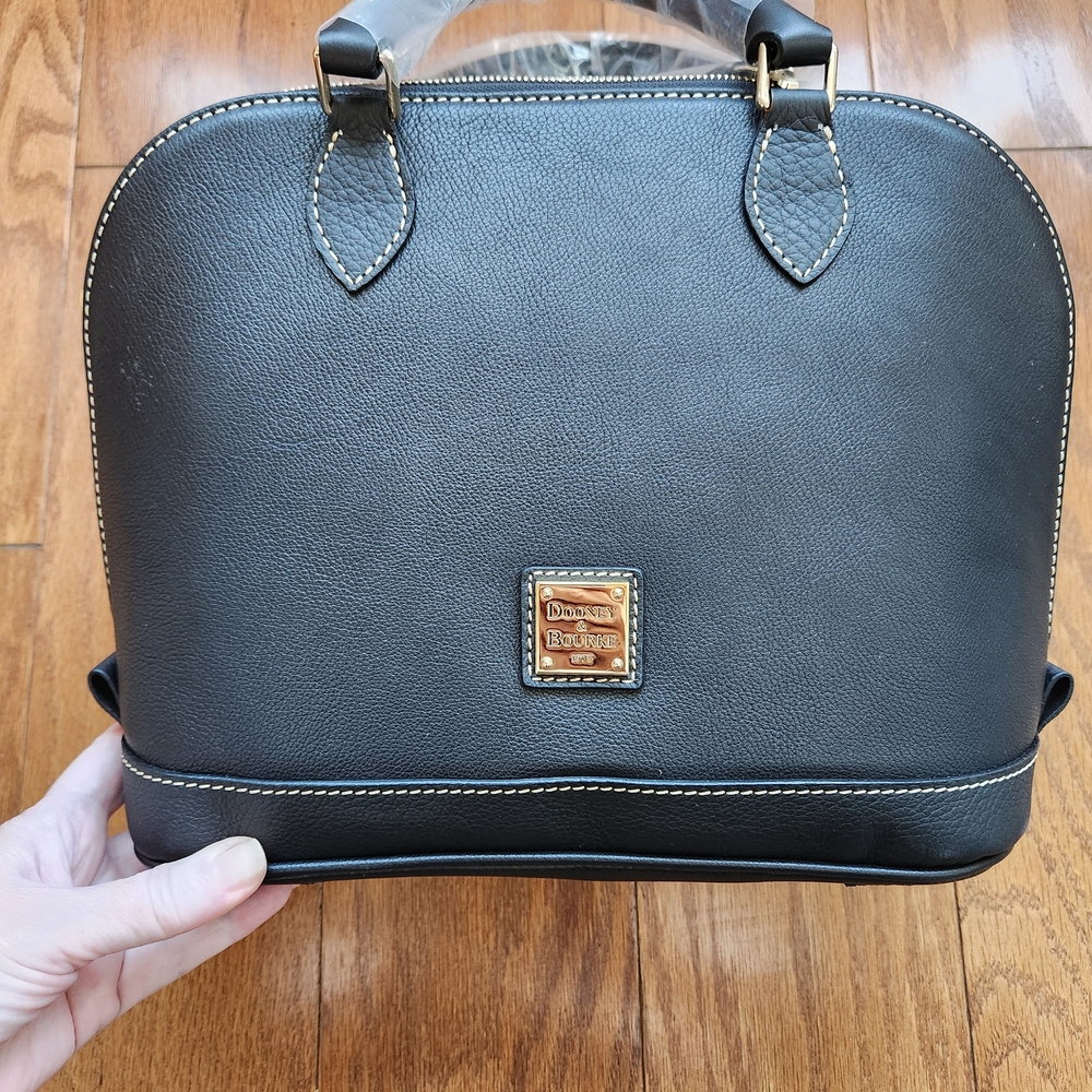 Dooney & Bourke Sorrento Zip Zip Black Pebble Leather Satchel, Crossbody Bag NWT